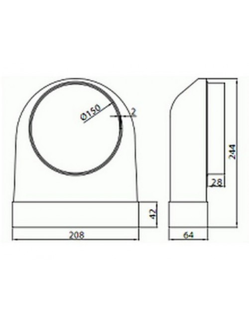 Kolano łączące przekrój 204x60 ze średnicą zewnętrzną fi 150 • Supertuba 2-4x60 • VENTS • Profesjonalna Wysyłka