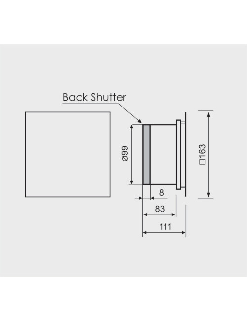 Wentylator łazienkowy. Bardzo cichy. Szklany Panel Kwadrat. Miedziane Złoto. Średnica 100 mm